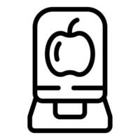 Electronic scale weighing an apple displaying weight on screen icon vector