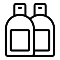 Line art icon of two shampoo or lotion bottles standing next to each other vector