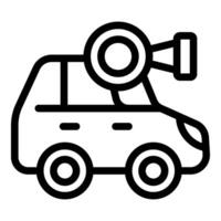 Line icon of a self driving car with a camera mounted on top of it vector