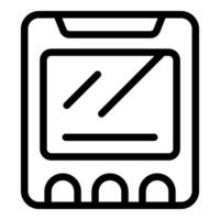Line icon style representation of a game cartridge being inserted into a console vector