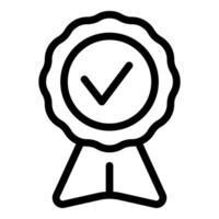Black outline badge with check mark icon for quality assurance and guarantee vector