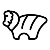 Simple black and white line drawing of a croissant for bakery logo vector