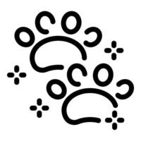 Black outline of two paws leaving a trail in fresh snow with sparkles vector