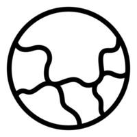 Simple black and white line art icon of planet earth showing continents vector