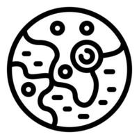 Simple black and white icon of a planet surface with craters vector