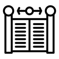 Simple black and white icon of a sliding gate opening and closing vector