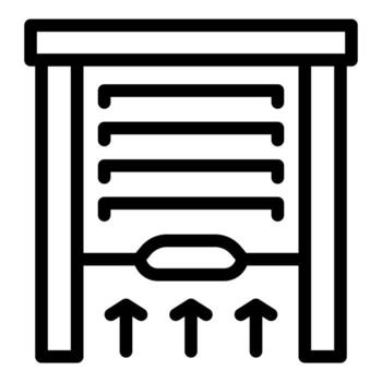 Garage door being opened with automatic remote control system icon vector