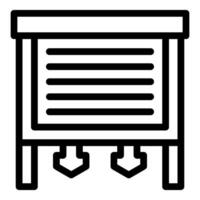 Minimalist billboard icon with two arrows pointing down at blank advertising space vector