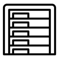 Minimalist icon of a server rack storing digital data in a data center vector