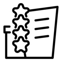 Line icon of four stars over a document representing positive customer satisfaction vector