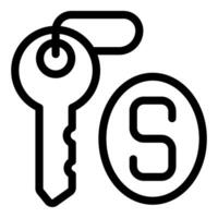 Black outline icon of a key representing the concept of swiss francs currency vector
