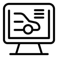 Businessman is using a computer to present a new electric car model vector