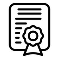 Official document with red ribbon and seal representing diploma or certificate icon vector
