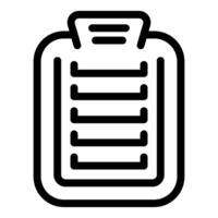 Simple black and white icon of a clipboard with a checklist for task management vector