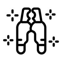 Line art icon of two astronauts shaking hands during spacewalk vector