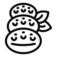 Stack of three mochi balls decorated with leaves for japanese dessert vector