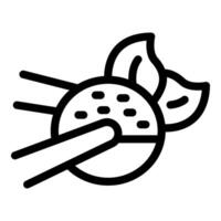 Kiwi fruit being cut with chopsticks minimalist line art icon vector
