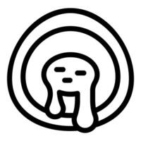 Surreal face is melting inside a round frame vector