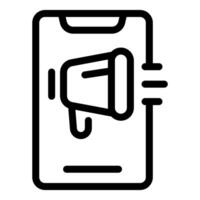 Mobile marketing campaign showing digital advertisement on smartphone with megaphone vector