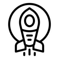 Rocket ship launching inside a circle conveying concepts such as startup and innovation vector