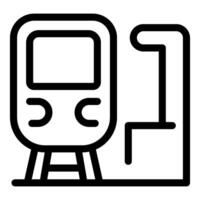 Train arriving at station platform icon in line style vector
