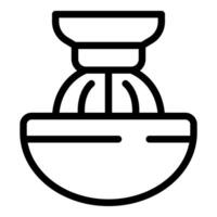 Citrus juicer press squeezing making juice outline icon vector