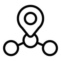 Location pin connecting three circles symbolizing network coverage vector