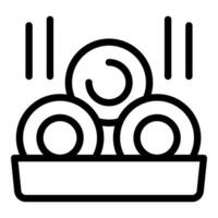 Line drawing of three bao buns steaming in a basket, ready to be served vector