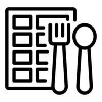 Minimalist icon of a balanced diet with a chocolate bar and cutlery vector