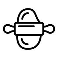 Baker rolling dough with rolling pin for pastry making line art icon vector