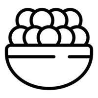 Line drawing of multiple round objects in bowl representing abundance and prosperity vector