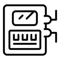 Electric meter measuring power consumption with connected cables icon vector
