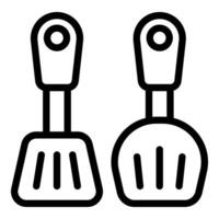 Set of two kitchen utensils spatulas showing front and side view ideal for cooking blogs vector