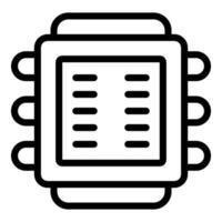 Computer chip icon representing central processing unit processing data vector