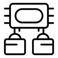 Line icon style illustration of a robot carrying two boxes vector