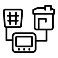 Line drawing of a solar panel powering a modern smart home system vector