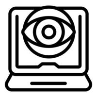 Laptop showing eye symbolising concept of computer vision technology vector