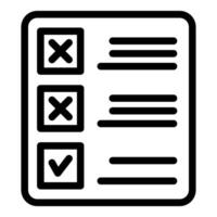 Tick icon showing validation with two cross marks on checklist vector