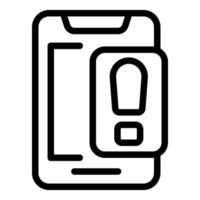 Smartphone showing warning exclamation point notification icon vector