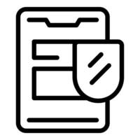 Shield protecting smartphone screen displaying important confidential data vector