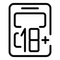 Smartphone showing eighteen plus age limit sign with digital number display on screen vector