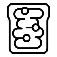 Black and white line art icon of a piece of toast with melting butter on top vector