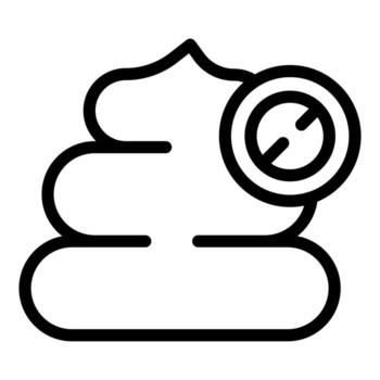 Simple line drawing of a pile of poop with a prohibition sign over it vector