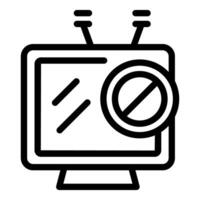 Simple line icon of a tv with a static screen and a prohibition sign vector