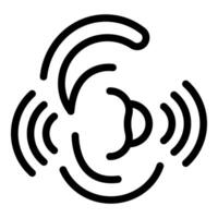 Sound wave detection system icon with waves radiating from ear shape vector