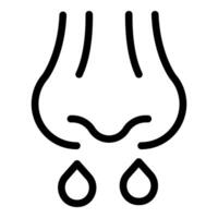 Runny nose icon depicting common cold symptom with snot dripping vector