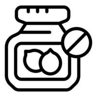 Food allergy icon showing macadamia nuts inside a jar with a prohibition sign vector
