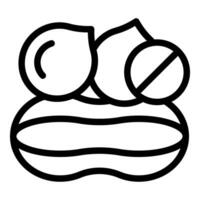 Stop sign crossing out peanuts representing peanut allergy warning icon vector