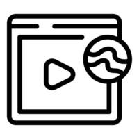 Simple line icon of a live streaming player on a website vector