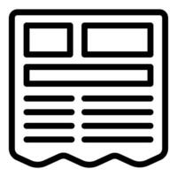 Black outline icon of a newspaper with title, subtitle, abstract and body text representing latest news vector